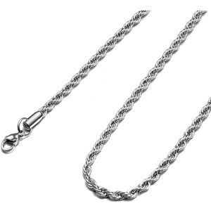 Men's Silver Rope 8 mm Twist Chain Necklace 22 IN NWT